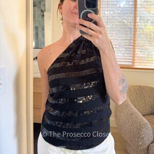 Y2K MODA International One Sleeve Knit Sequin Tank (M)